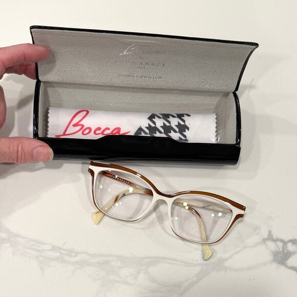 Face à Face SHISO Designer Eyeglass Frames Only 54-15-140 Brown White Cat-Eye main image 11